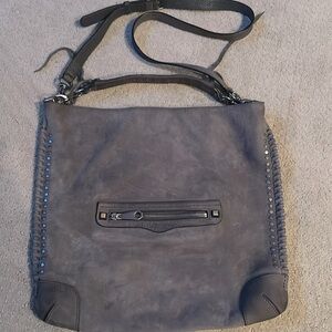 Rebecca Minkoff Whipstich Gray Boho Suede Leather Bag